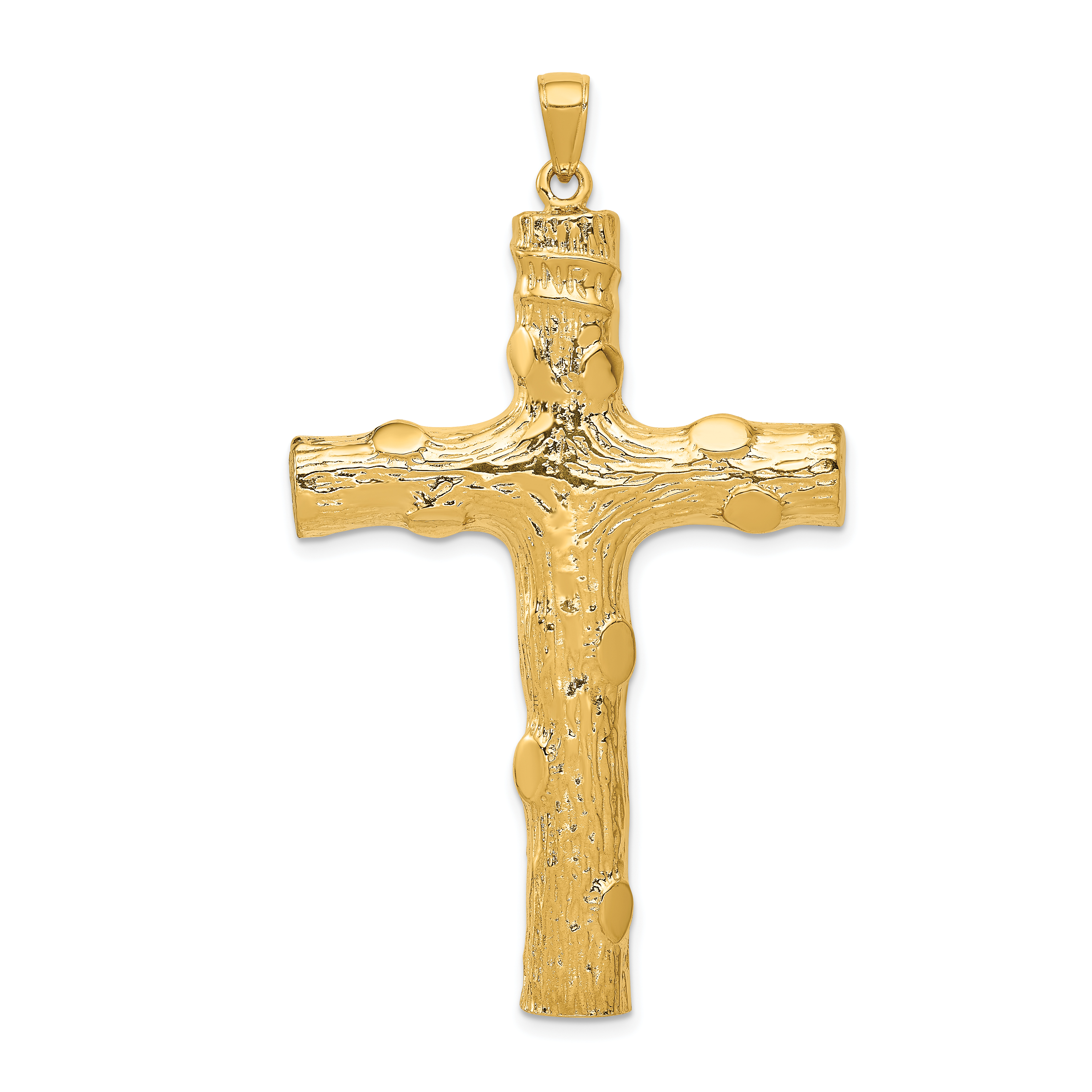 14K Large Tree Textured Cross Pendant (K5459)