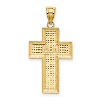 14K Yellow Gold Polished Textured Cross Pendant view 3