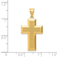 14K Yellow Gold Polished Textured Cross Pendant view 4