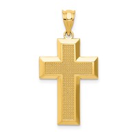 14K Yellow Gold Polished Textured Cross Pendant view 1