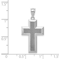 14K White Gold Polished Textured Cross Pendant view 4