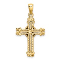 14K Yellow Gold Gold Polished Textured Cross Pendant view 3