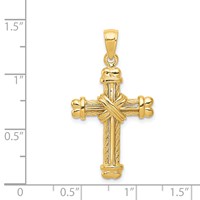 14K Yellow Gold Gold Polished Textured Cross Pendant view 4