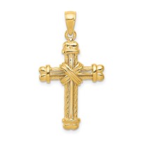14K Yellow Gold Gold Polished Textured Cross Pendant view 1