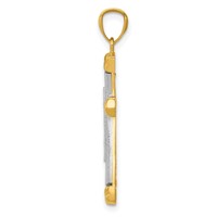 14K Two-tone Polished Diamond-cut Cross Pendant view 2