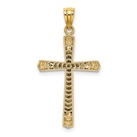 14K Two-tone Polished Diamond-cut Cross Pendant view 3