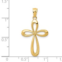 14K Gold Polished Ribbon Cross Pendant view 4