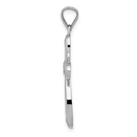 14K White Gold Polished Ribbon Cross Pendant view 2