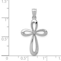 14K White Gold Polished Ribbon Cross Pendant view 4