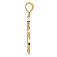 14K Two-tone Polished Pink Ribbon Cross Pendant view 2