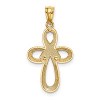14K Two-tone Polished Pink Ribbon Cross Pendant view 3