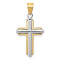 14K Two-tone Cross Pendant view 1
