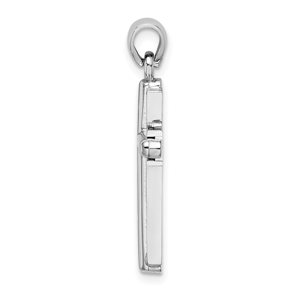  14K White Gold 2-D Beveled Stick Cross Charm (K5489W)
