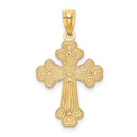 14K Two-tone Polished Filigree 2 Level Heart Cross Pendant view 3