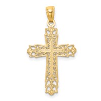 14K Yellow Gold Polished Filigree Reversible Cross Pendant view 3