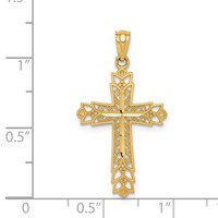 14K Yellow Gold Polished Filigree Reversible Cross Pendant view 4