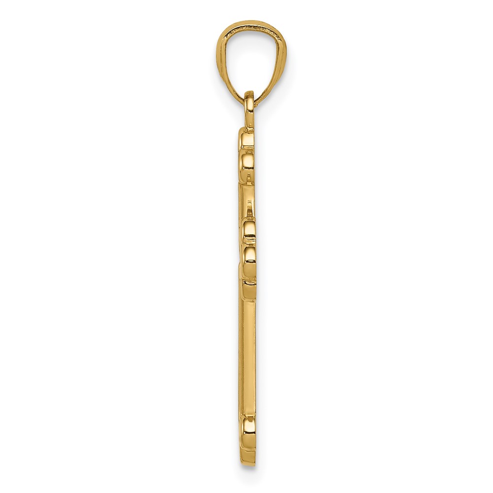 14k Two-tone Polished Budded Cross (K5505)