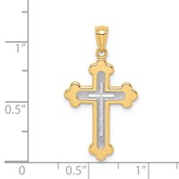 14K Two-tone Polished Budded Cross Pendant view 3