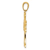 14K Yellow Gold Polished and Textured Armenian Cross Pendant view 2