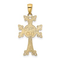 14K Yellow Gold Polished and Textured Armenian Cross Pendant view 3
