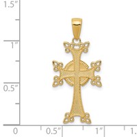 14K Yellow Gold Polished and Textured Armenian Cross Pendant view 4