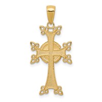 14K Yellow Gold Polished and Textured Armenian Cross Pendant view 1