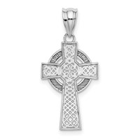 14K White Gold Celtic Cross Pendant view 3