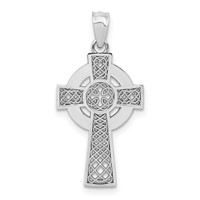 14K White Gold Celtic Cross Pendant view 1