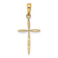 14K Yellow Gold Polished Cross Pendant with Tapered Ends view 3