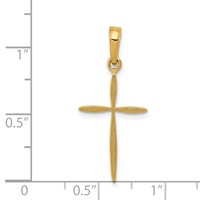 14K Yellow Gold Polished Cross Pendant with Tapered Ends view 4