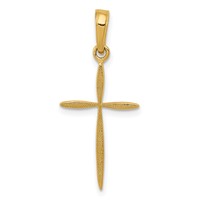 14K Yellow Gold Polished Cross Pendant with Tapered Ends view 1