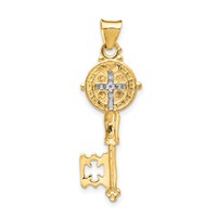 14K Pendant with White Rhodium Solid St. Benedict 2-Sided Cross Key view 3