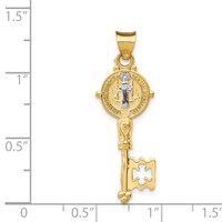 14K Pendant with White Rhodium Solid St. Benedict 2-Sided Cross Key view 4