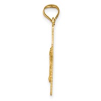 14K Yellow Gold Polished Satin and Diamond-cut Crucifix Pendant view 2