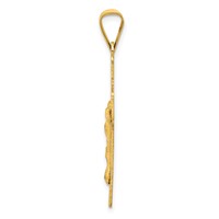 14K Yellow Gold Polished Satin and Diamond-cut Crucifix Pendant view 2