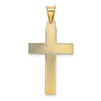 14K Yellow Gold Polished Satin and Diamond-cut Crucifix Pendant view 3