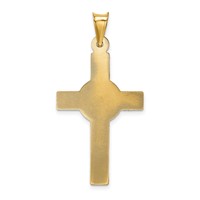 14K Yellow Gold Polished Satin and Diamond-cut Crucifix Pendant view 3