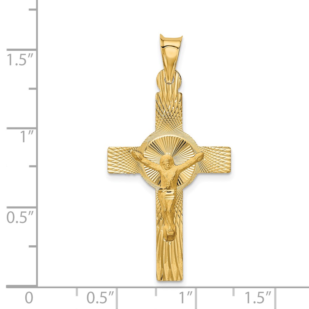 14k Polished Satin and D/C Crucifix Pendant (K5542)