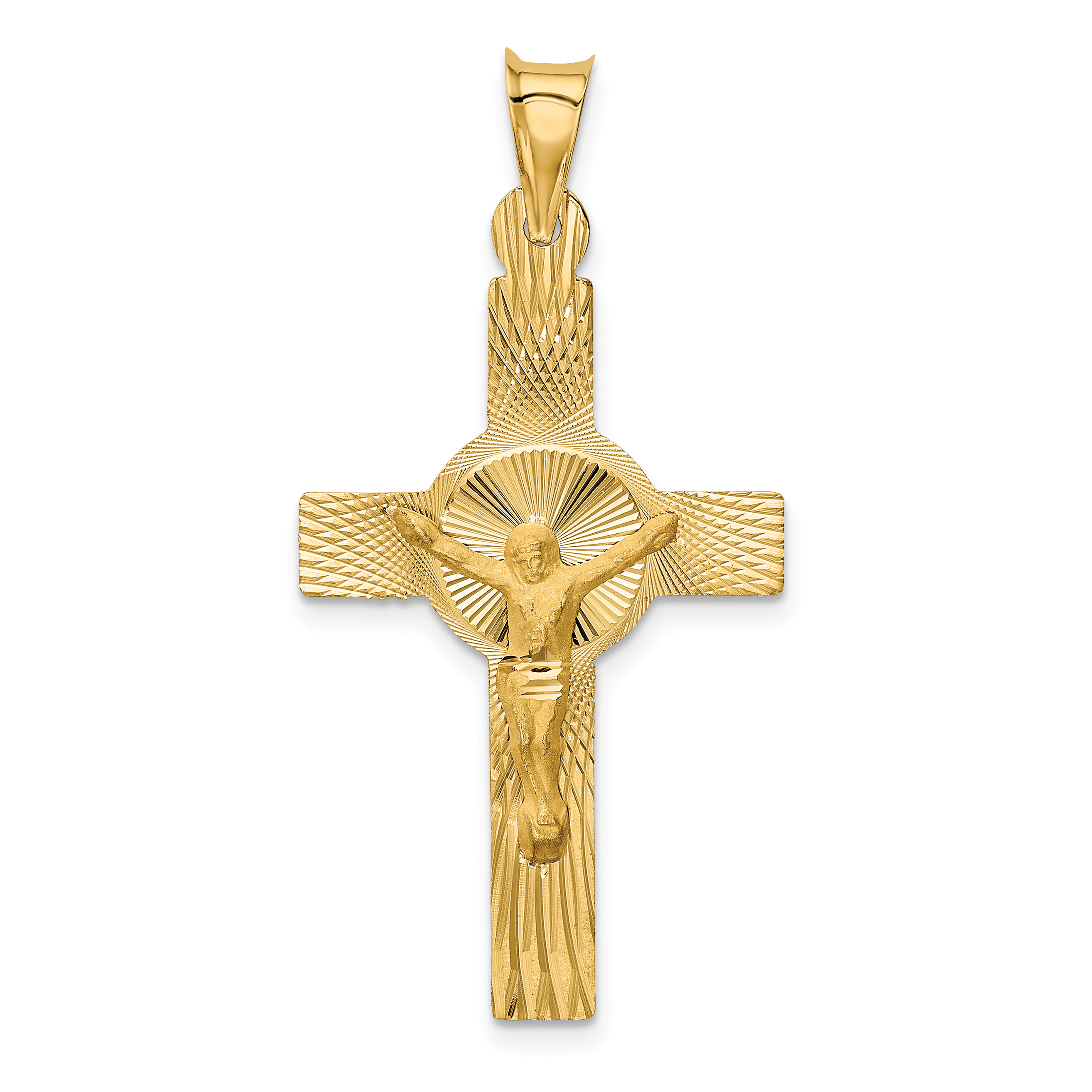 14k Polished Satin and D/C Crucifix Pendant (K5542)