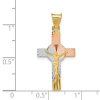 14K Pendant with Rose and White Rhodium Iona Crucifix Cross view 3