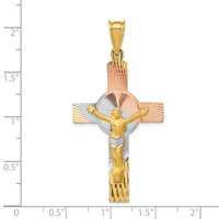 14K with Rose and White Rhodium Iona Crucifix Cross Pendant view 3
