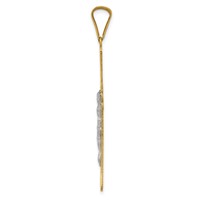 14K Two-Tone Polished Satin Diamond-cut Crucifix Cross Pendant view 2