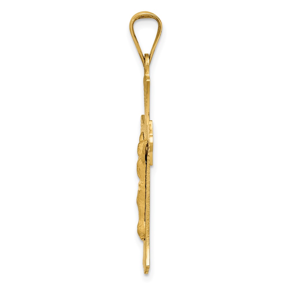 14k Polished Satin and D/C Crucifix Pendant (K5551)