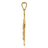 14K Yellow Gold Polished Satin and Diamond-cut Crucifix Pendant view 2