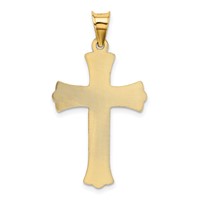 14K Yellow Gold Polished Satin and Diamond-cut Crucifix Pendant view 3