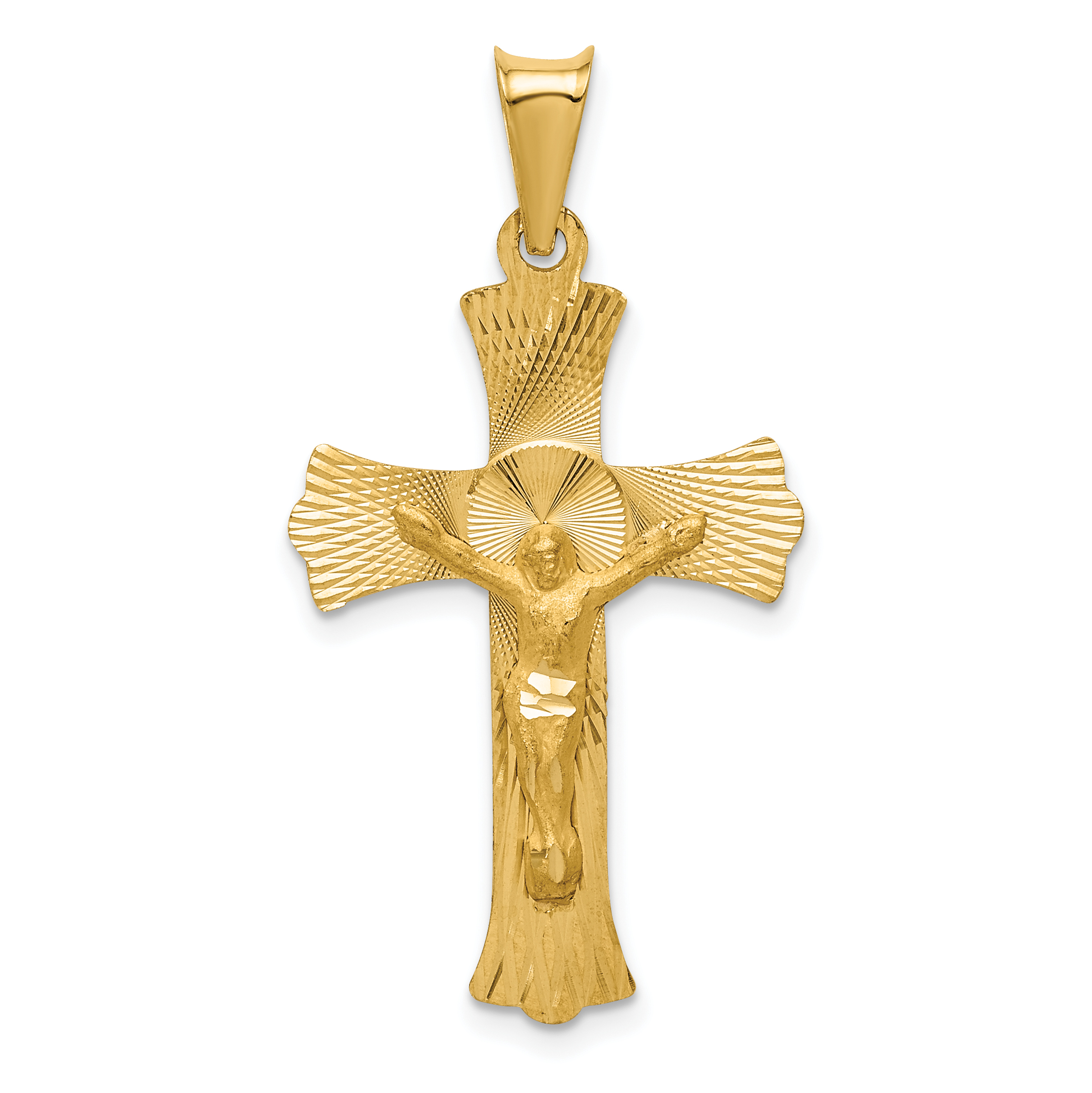14k Polished Satin and D/C Crucifix Pendant (K5551)