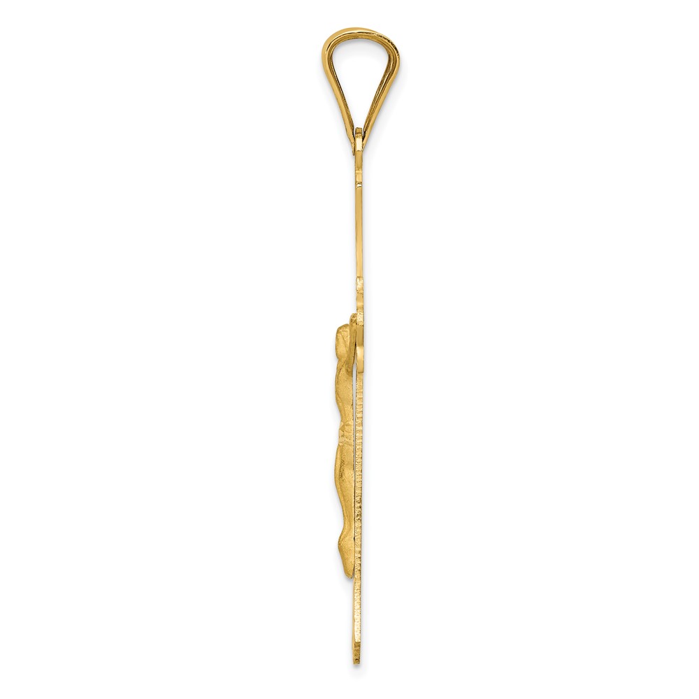 14k Polished Satin and D/C Crucifix Pendant (K5552)