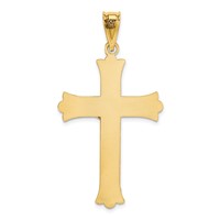 14K Yellow Gold Polished Satin and Diamond-cut Crucifix Pendant view 3
