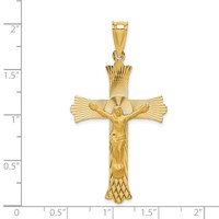 14K Yellow Gold Polished Satin and Diamond-cut Crucifix Pendant view 4