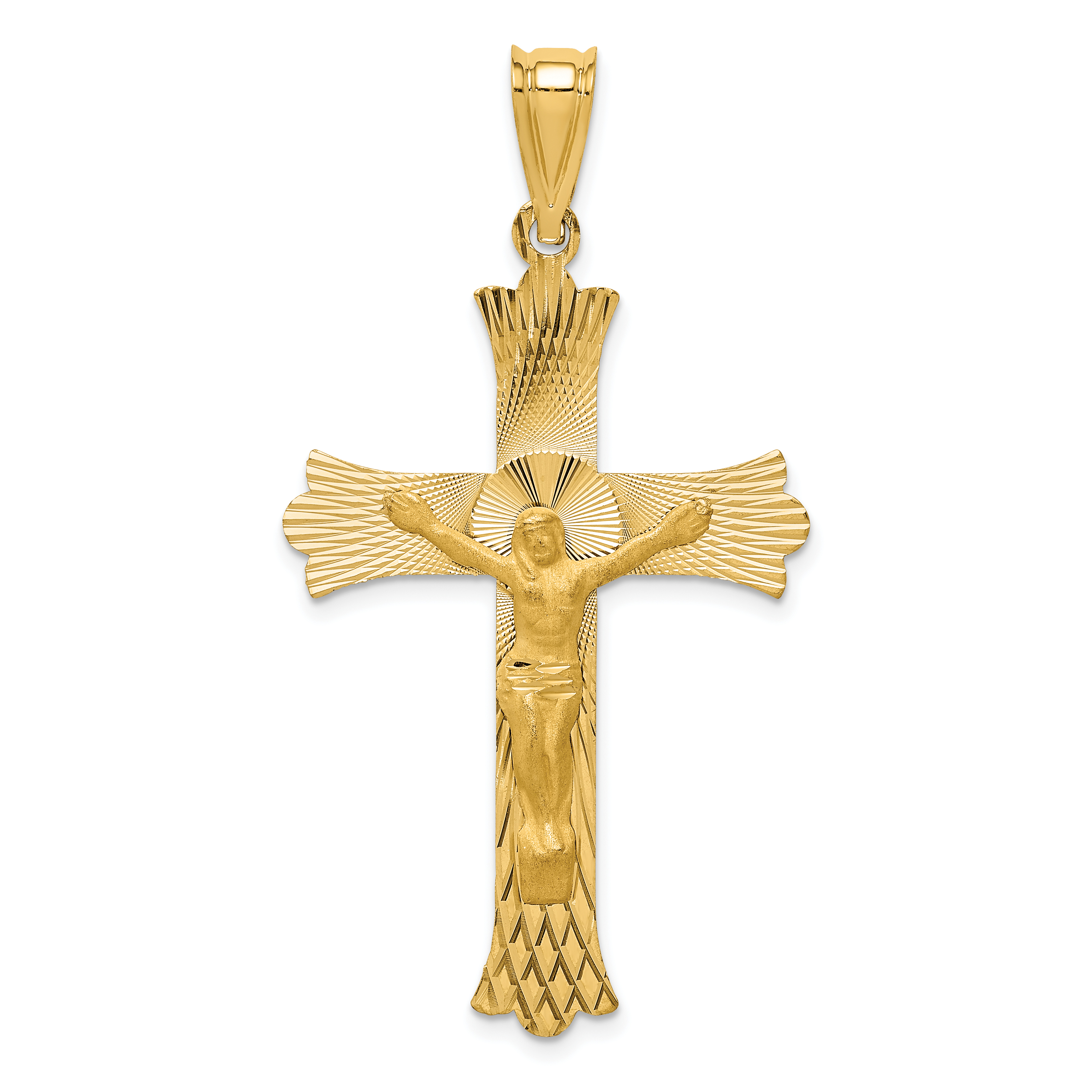 14k Polished Satin and D/C Crucifix Pendant (K5552)